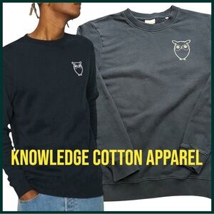Knowledge Cotton Apparel Navy Owl Crew Neck Organic Cotton Sweatshirt (L)